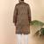 Ethinic motifs jacquard blue kurta
