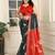 red black cotton blend digital print saree