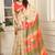 beige orange cotton blend saree with stripe floral print (sfcl204)