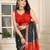 red black cotton blend digital print saree
