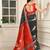 red black cotton blend digital print saree
