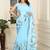 sky blue cotton blend digital print saree (sfcl202)