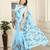 sky blue cotton blend digital print saree (sfcl202)