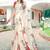 white red cotton blend saree floral print