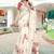white red cotton blend saree floral print