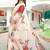 white red cotton blend saree floral print