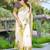 white yellow cotton blend saree with floral border print