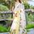 white yellow cotton blend saree with floral border print