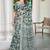 charcoal grey cotton blend saree with floral print