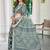 charcoal grey cotton blend saree with floral print