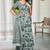 charcoal grey cotton blend saree with floral print