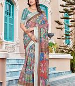 multicolor cotton blend digital print saree