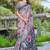 grey pink cotton blend saree with floral print