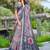 grey pink cotton blend saree with floral print