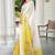 yellow white cotton blend saree with floral print