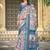 white blue cotton blend saree floral border print
