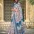 white blue cotton blend saree floral border print