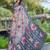 grey pink cotton blend saree with floral print