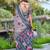 grey pink cotton blend saree with floral print