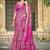 pink cotton blend saree floral print