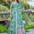 sea green cotton blend saree with floral border print