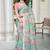 sea green cotton blend saree with floral print