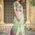 green cotton blend saree with floral print