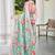 sea green cotton blend saree with floral print