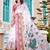 white cotton blend saree with floral border print