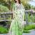 green cotton blend saree with floral print
