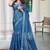 blue cotton blend digital print saree