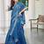 blue cotton blend digital print saree
