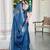 blue cotton blend digital print saree