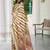 gold brown cotton blend saree with stripe floral print