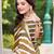 gold brown cotton blend saree with stripe floral print