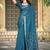 teal blue cotton blend saree with polka floral print