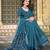 teal blue cotton blend saree with polka floral print