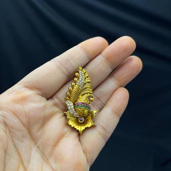 Traditional Indian Paisley Saree Pin with Ruby, Emerald CZ Accents – Ethnic Bridal Brooch 2