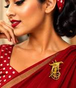 Gold Peacock Saree Brooch, Indian Bridal Jewelry, Stone Accent Accessory