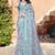 sky blue cotton blend saree with floral print
