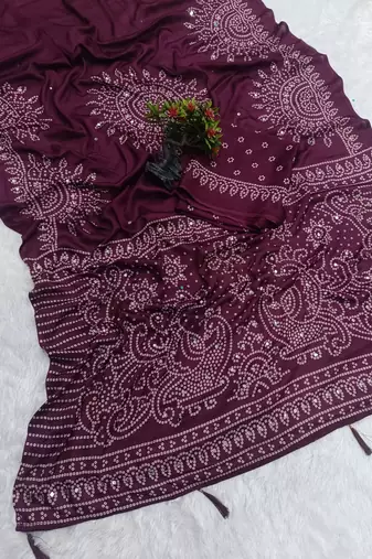 heavy moss crepe printed with real mirror work saree for women's