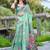sea green cotton blend digital print saree