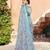sky blue cotton blend saree with floral print