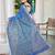 blue cotton blend saree floral print (sfcl122)