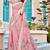 pink cream cotton blend saree with floral print