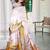 cream cotton blend digital print saree