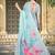 sky blue cotton blend saree with floral print