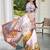 cream cotton blend digital print saree