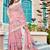 pink cream cotton blend saree with floral print