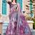 purple white cotton blend saree with floral border print